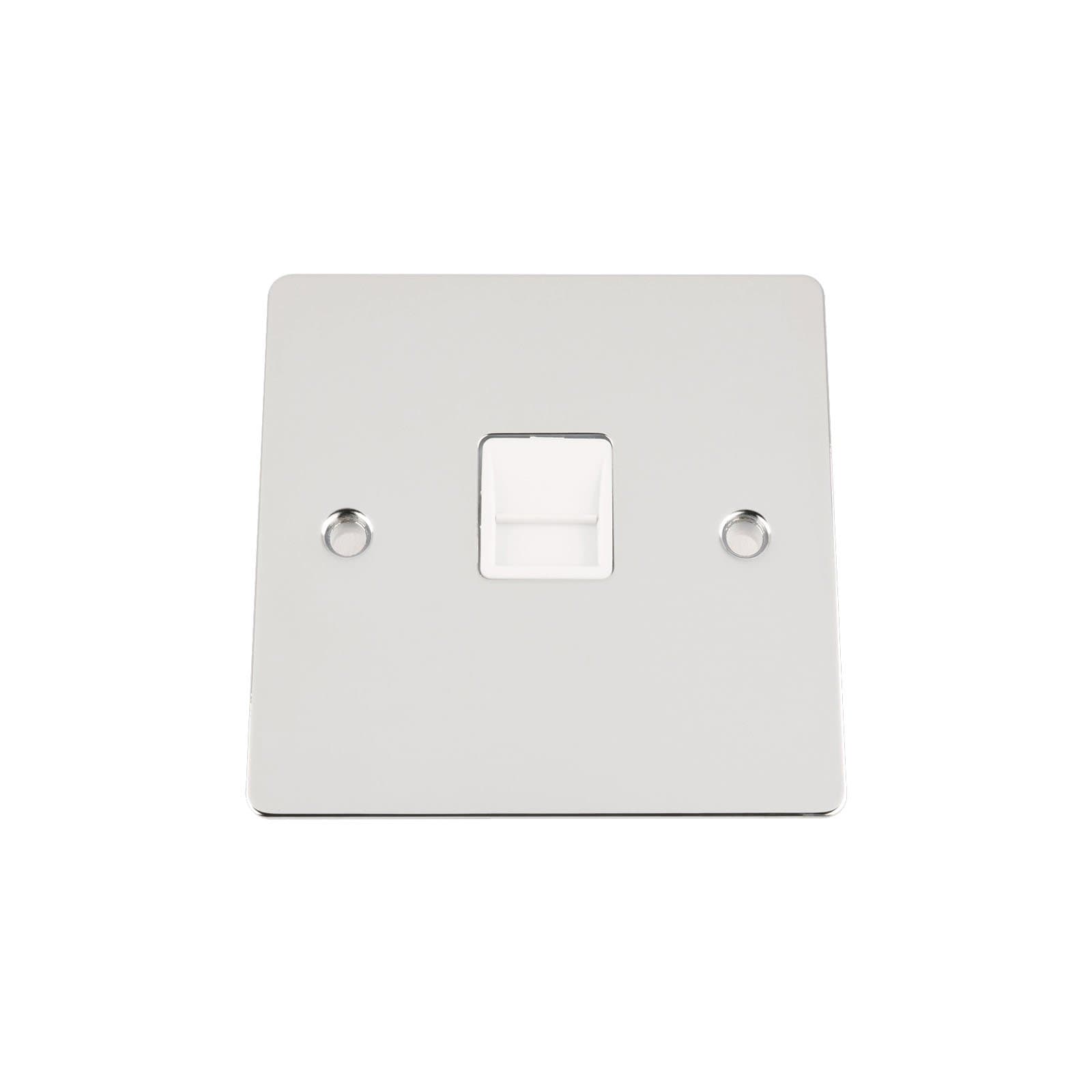 Master Telephone BT Plug Socket - Polished Chrome Flat - White Insert