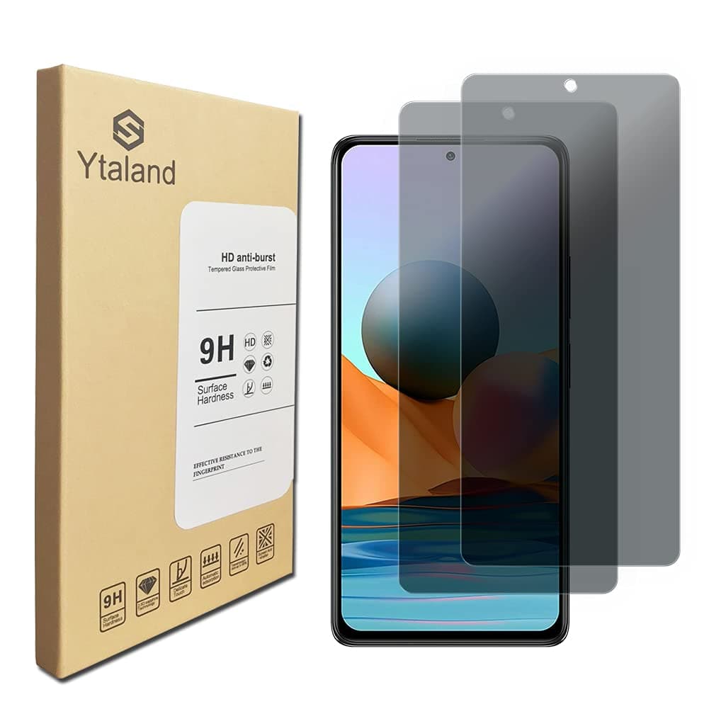 Ytaland Privacy Screen Protector for Xiaomi Redmi Note 10 Pro/Note 10 Pro Max, [2 Pack] Anti Spy Anti Peep Bubble-Free Tempered Glass