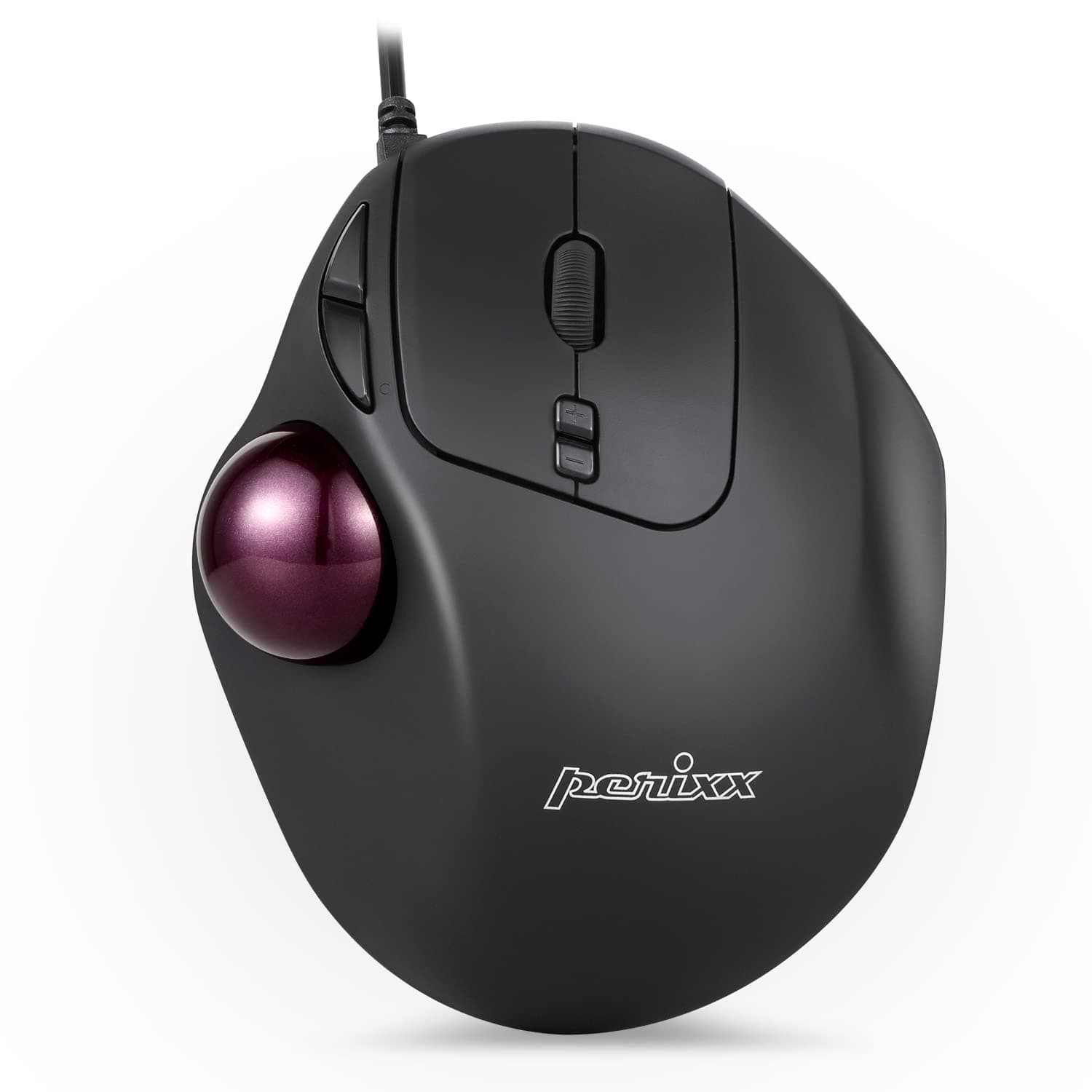 Perixx PERIMICE-517 Wired Ergonomic Trackball Mouse – USB Laser Sensor Mouse with Built-in 34mm Ball, 7 Buttons, and DPI Switch (400/1000) – Ideal for RSI and Long Use