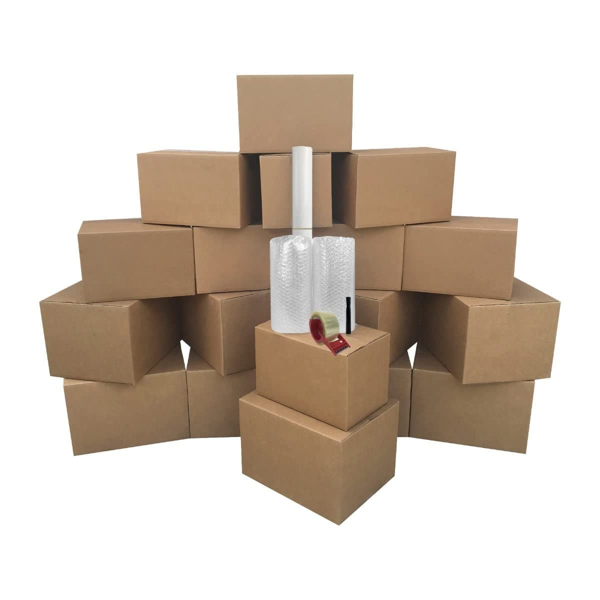 One BedRoom 18 Moving Boxes Basic Moving Kit: Boxes, Packing Supplies, & Tape, Brown Corrugated Boxes With Moving Supplies
