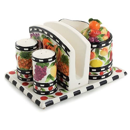 New Fruit 6 Pc Tabletop Set (Salt and Pepper,Cream and Sugar, napkin)