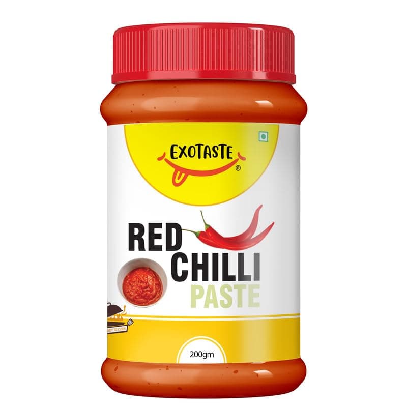 Exotaste Premium Red Chilli Paste prepared from purely natural red chilli, ready to cook & to instantly add intense delicious spiciness to your food recipes (200 Gm)