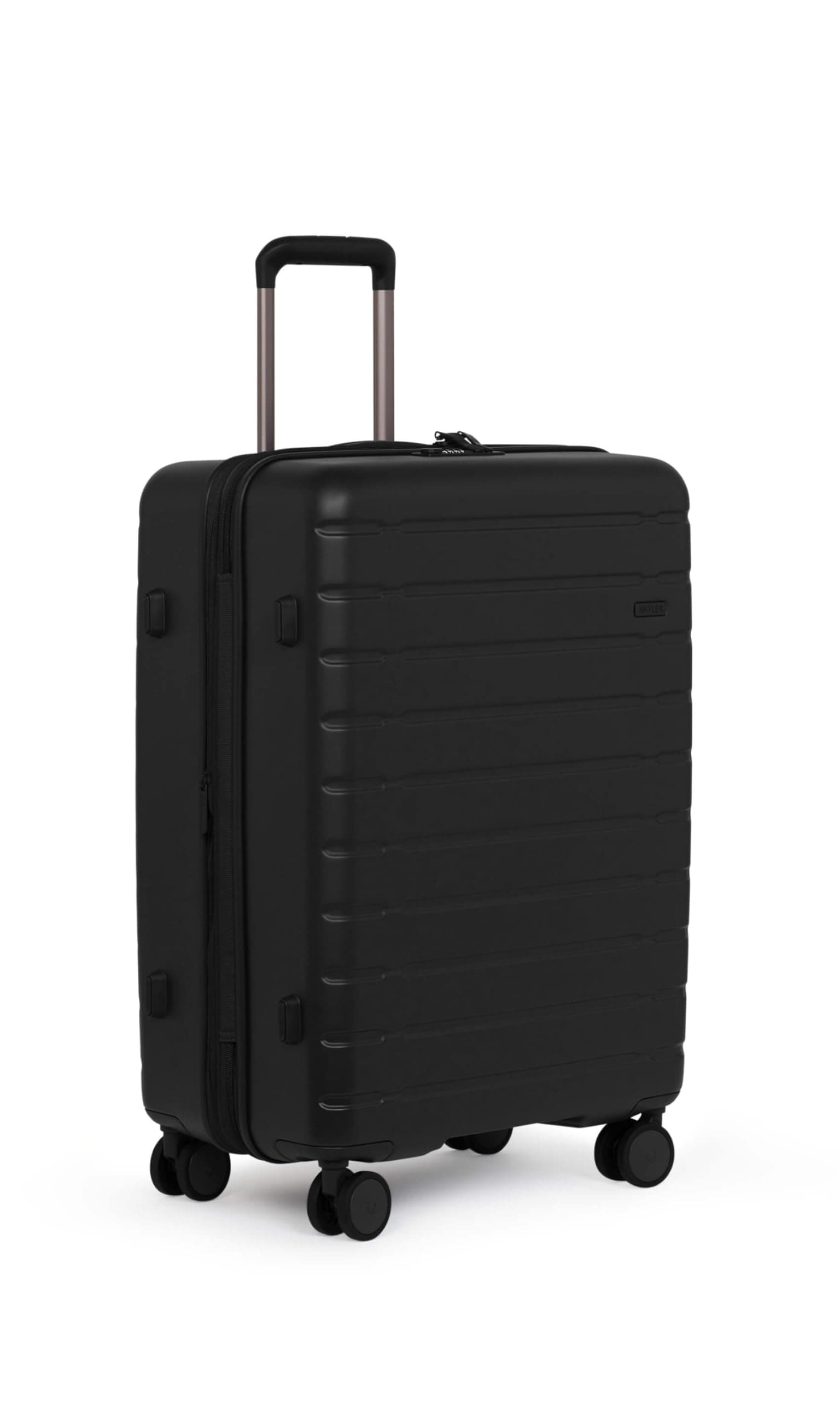 Medium Black Hard Shell Suitcase with 4 Double Spinner Wheels & Expander Zip - 68.3x48x 29.5 cm - Lightweight Suitcase for Travel & Holidays - TSA Approved Locks - Stamford 2.0 Medium Suitcase