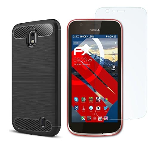 Nokia 1 Case with Screen Protector,[2 in 1] MYLBOO Soft Slim Flex TPU Silicone Phone Case + 9H Tempered Glass [Anti-Scratch] Screen Protector for Nokia 1 Smartphone (Black)