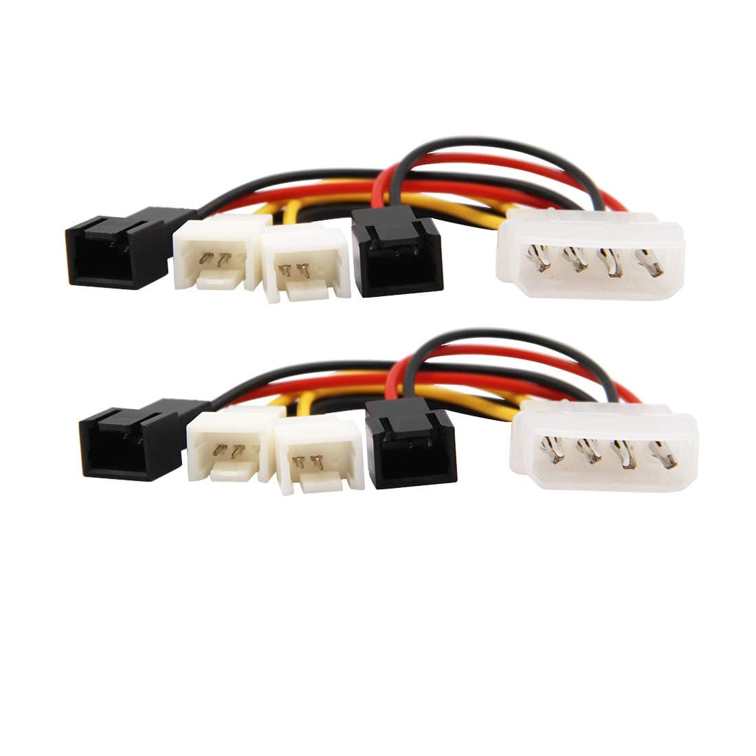 2 Pack IDE Molex 4-Pin to 3-Pin TX3 Case Cooling Computer Fan Multi-Fan Out Power Converter Cable Speed Control Line 2X5V/2X12V