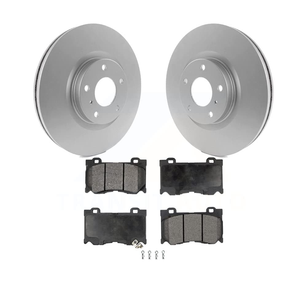 Transit Auto - Front Coated Disc Brake Rotors And Ceramic Pads Kit For 2017-2018 INFINITI Q70 Hybrid With Sport Package KGT-100317