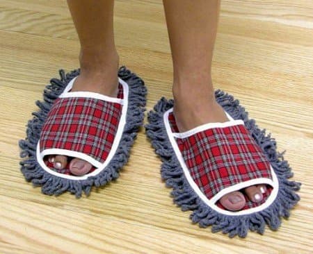 Mop Slippers, Unique Cleaning Slippers, Plaid