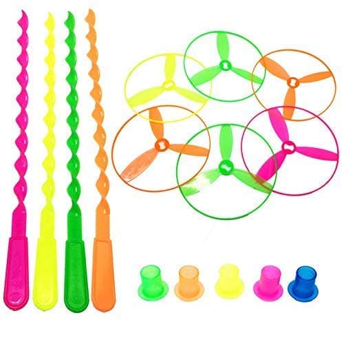 Kidsbay 100 Pcs/Set Bamboo Dragonfly Plastic Flying Saucers Pull String Spinning Wheel Outdoor Toy