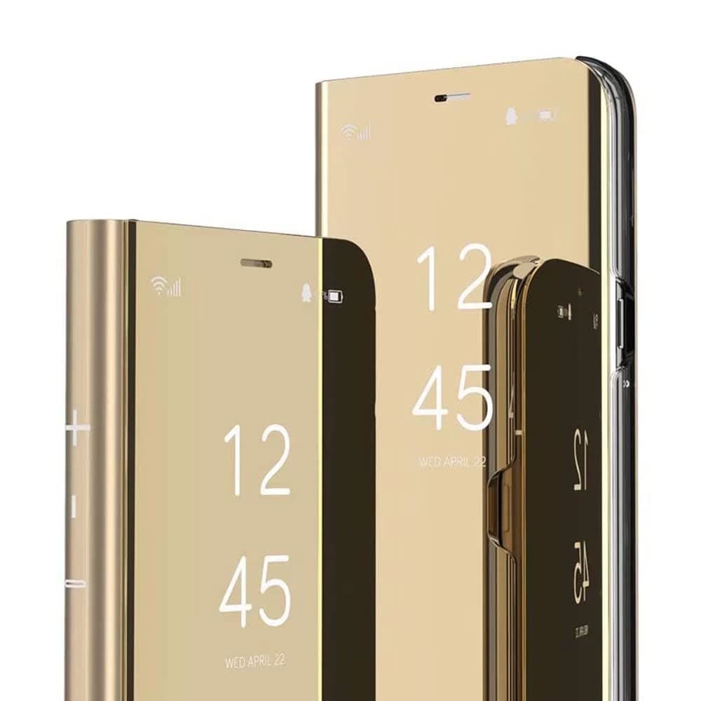Case for Huawei P9 Plus Case Luxury Clear View Plating Mirror Case Built-in Flip Cover Folding Bracket Protective Cover - Gold