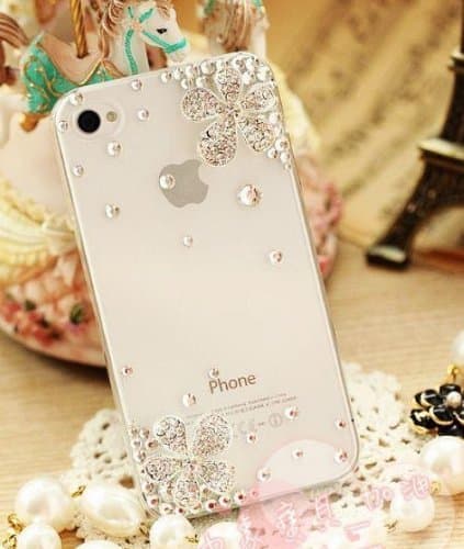 Handmade Luxury Designer Flower Five Leaf Grass Clover Bling 3d Special Crystal Case Cover for Apple Iphone 5c (2-daisy)