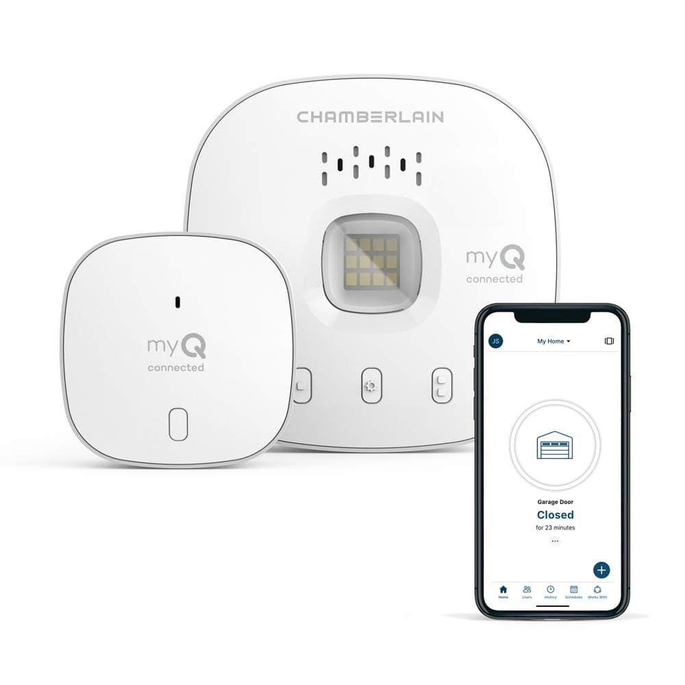 CHAMBERLAIN myQ Smart Garage Control - Wireless Garage Hub and Sensor with Wifi & Bluetooth - Smartphone Controlled, myQ-G0401-ES, White