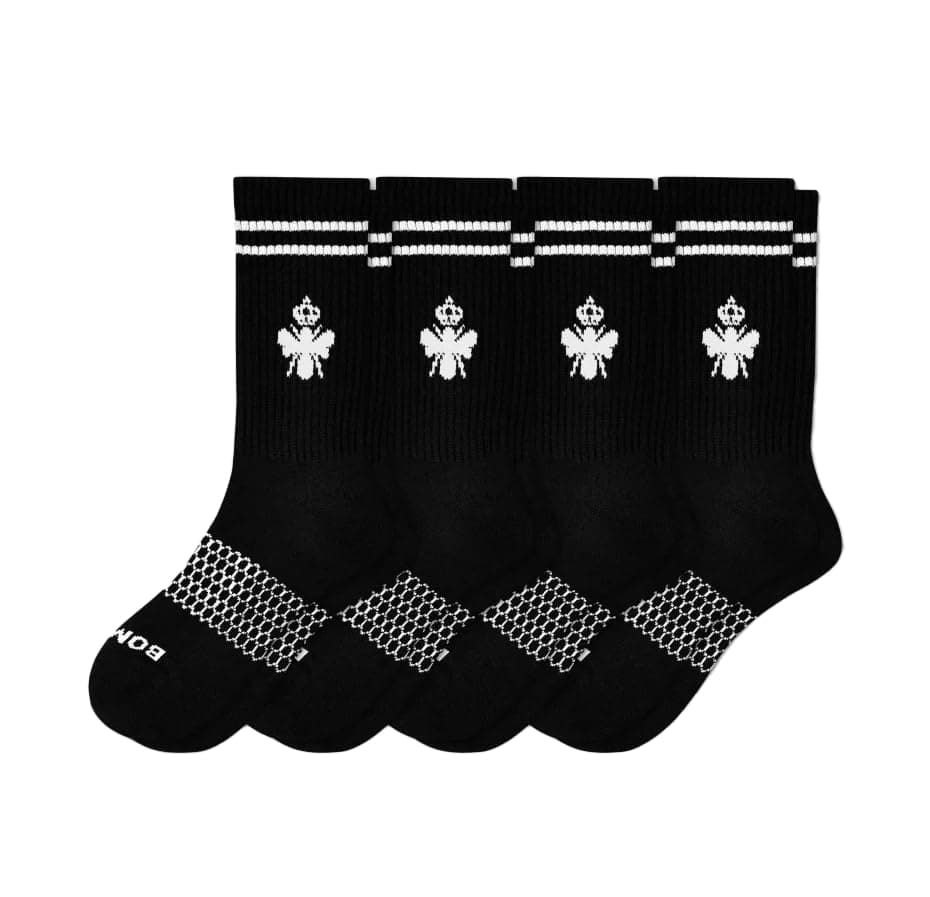 BOMBAS 4 PACK Mens Calf Socks Black Medium