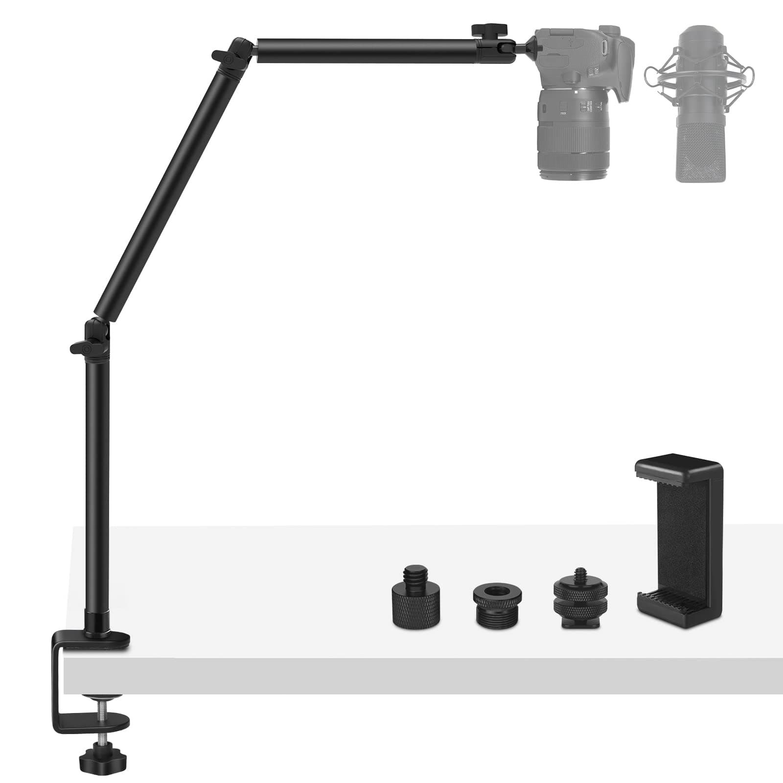 Overhead Tripod Camera Table Tripod Table Mount Camera Table Clamp Mount Magic Arm for DSLR Camera/Microphone Arm/Ring Light/Live Streaming/Video Recording/Blue Yeti Nano