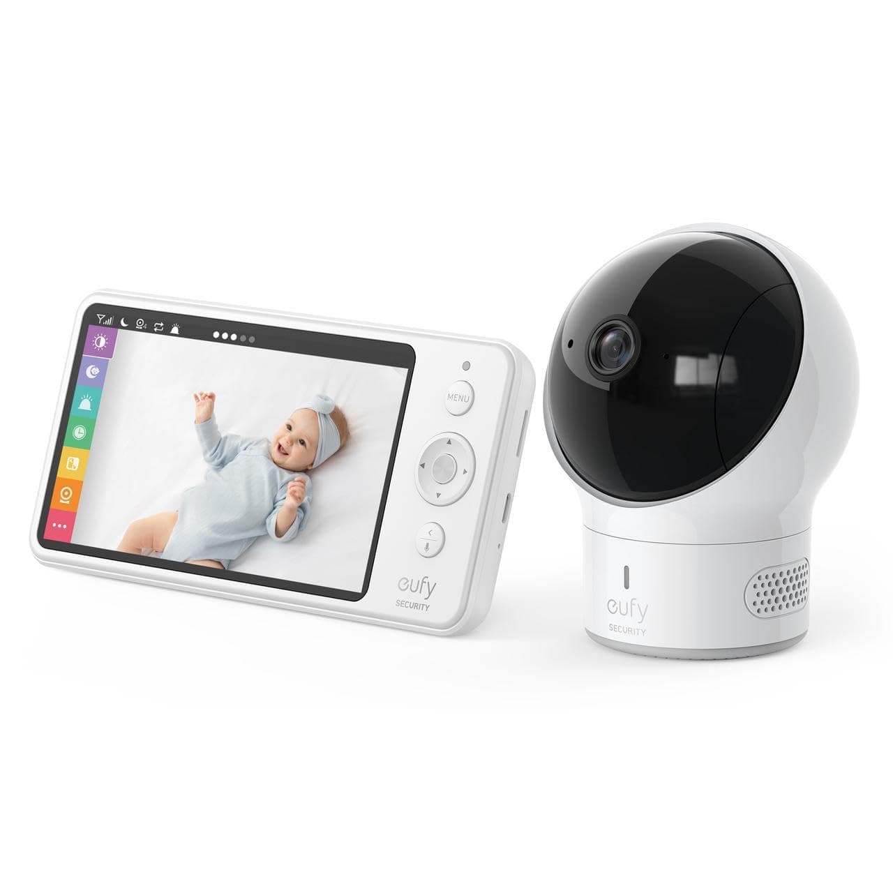 eufy Security Baby Monitor Spaceview E110 with Security Camera and 2-Way Audio, 720p HD Resolution, Night Vision, 5" Display, 110° Wide-Angle Lens Included, Lullaby Player, Sound Alert