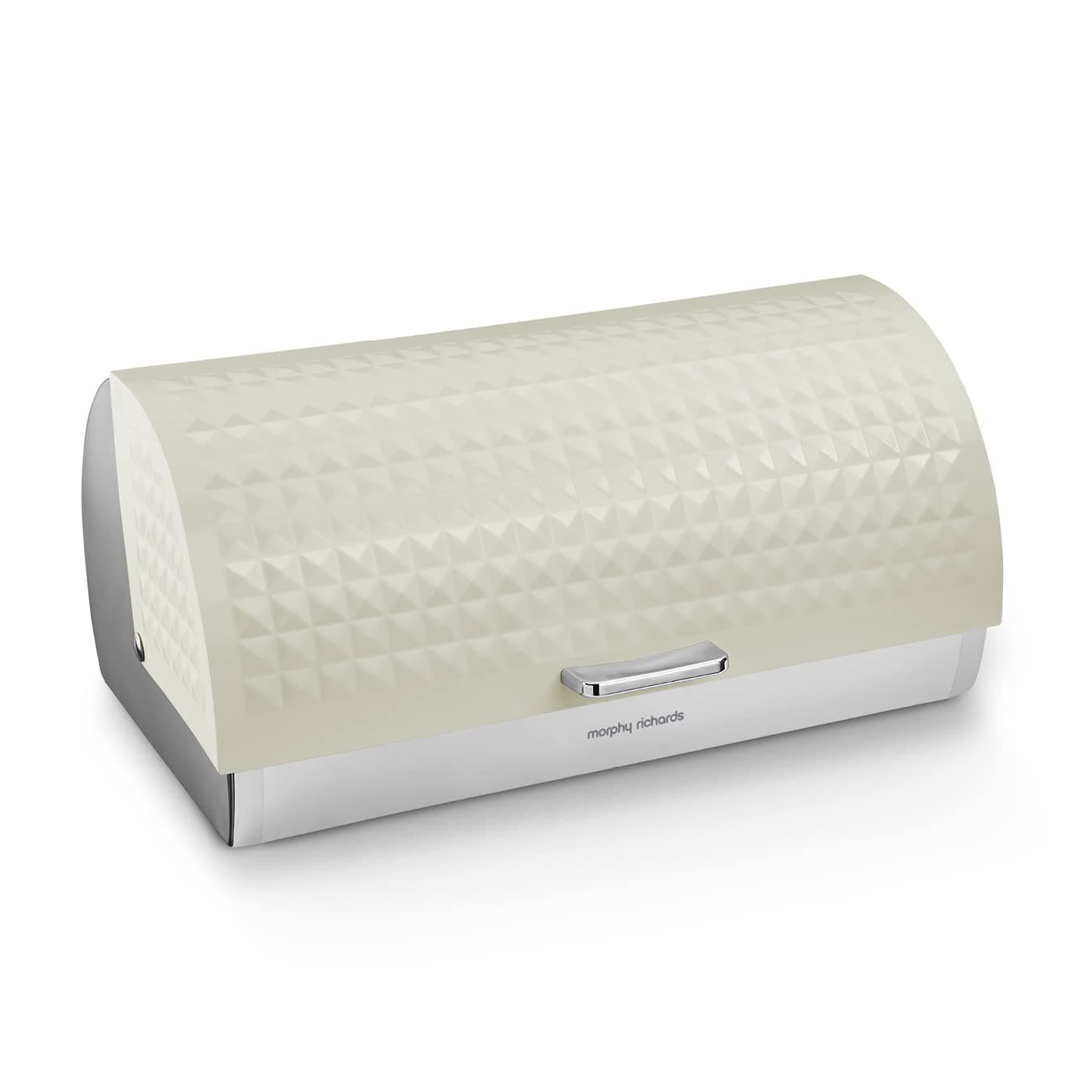 Morphy Richards 978052 Dimensions Roll Top Bread Bin, Ventilated Design, Non-Slip Feet, Ivory Cream and Stainless Steel