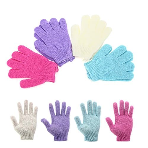 Codream 4 Pairs Exfoliating Shower Bath Gloves for Shower,Spa,Massage and Body Scrubs,Dead Skin Cell Remover.Solft and Suitable for Men,Women,Children (4 Pair)