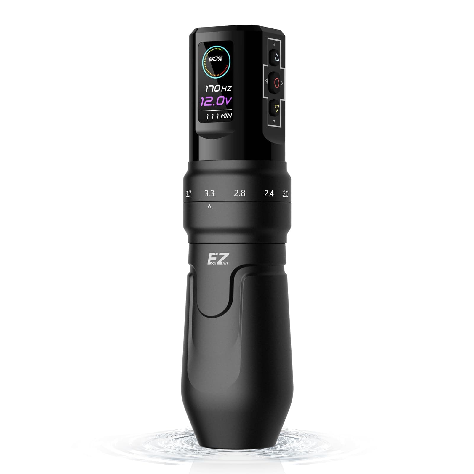 EZ Wireless Tattoo Machine - 6 Strokes 2.0, 2.4, 2.8, 3.3, 3.7, 4.2mm Bluetooth Tattoo Machine Pen with OLED Digital Display 1600mAh Battery Power Tattoo Gun (P3 Pro Matte Black)