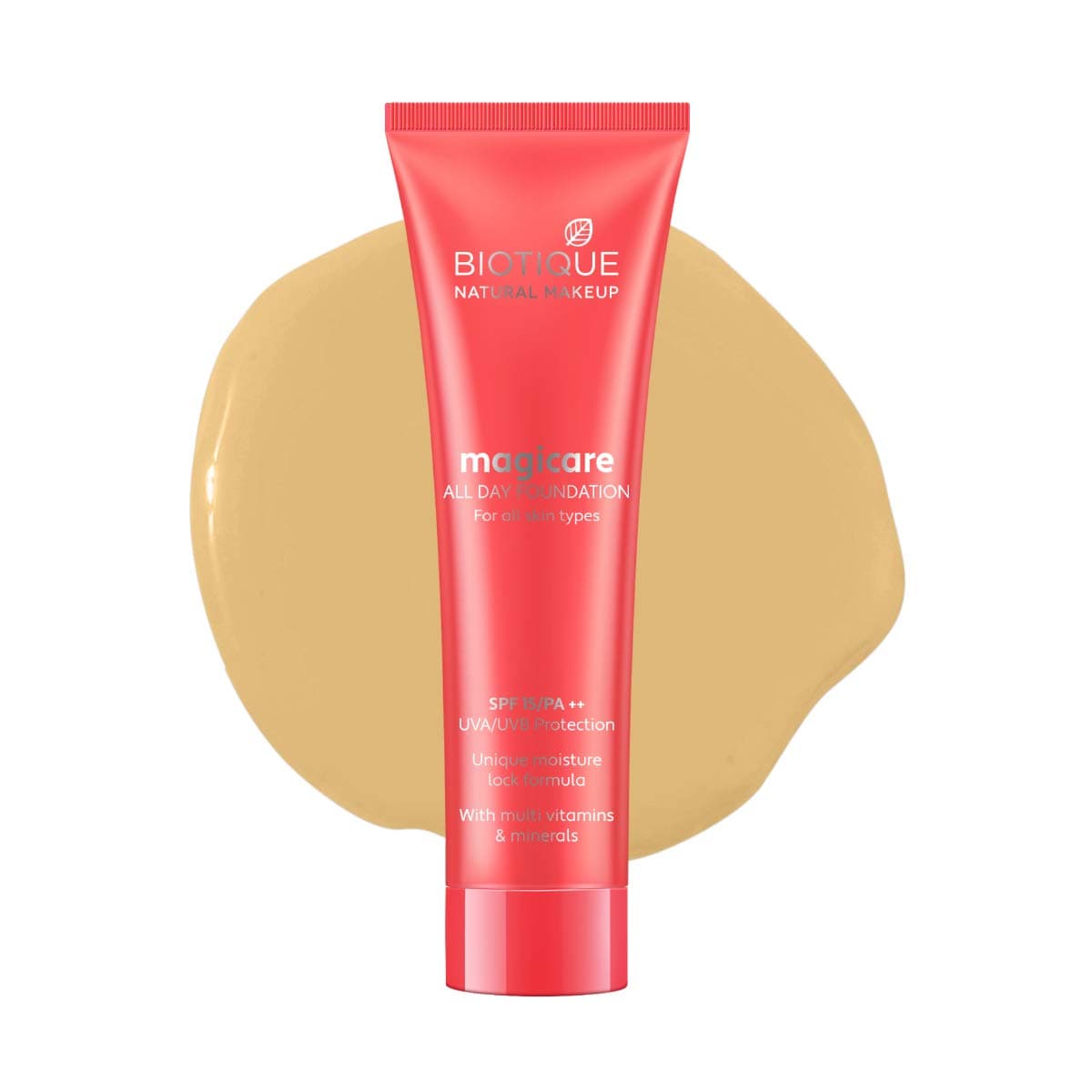 Biotique Natural Makeup Magicare All Day Liquid Full Coverage Foundation (Gypsum, 30Ml, Natural Finish), Pack Of 1