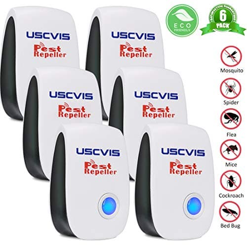 6 Pack Ultrasonic Pest Repeller, Safe for Human Pets US Standard Plug Efficient Control Mosquito Insects Spider Termite Flies Cockroaches Mice