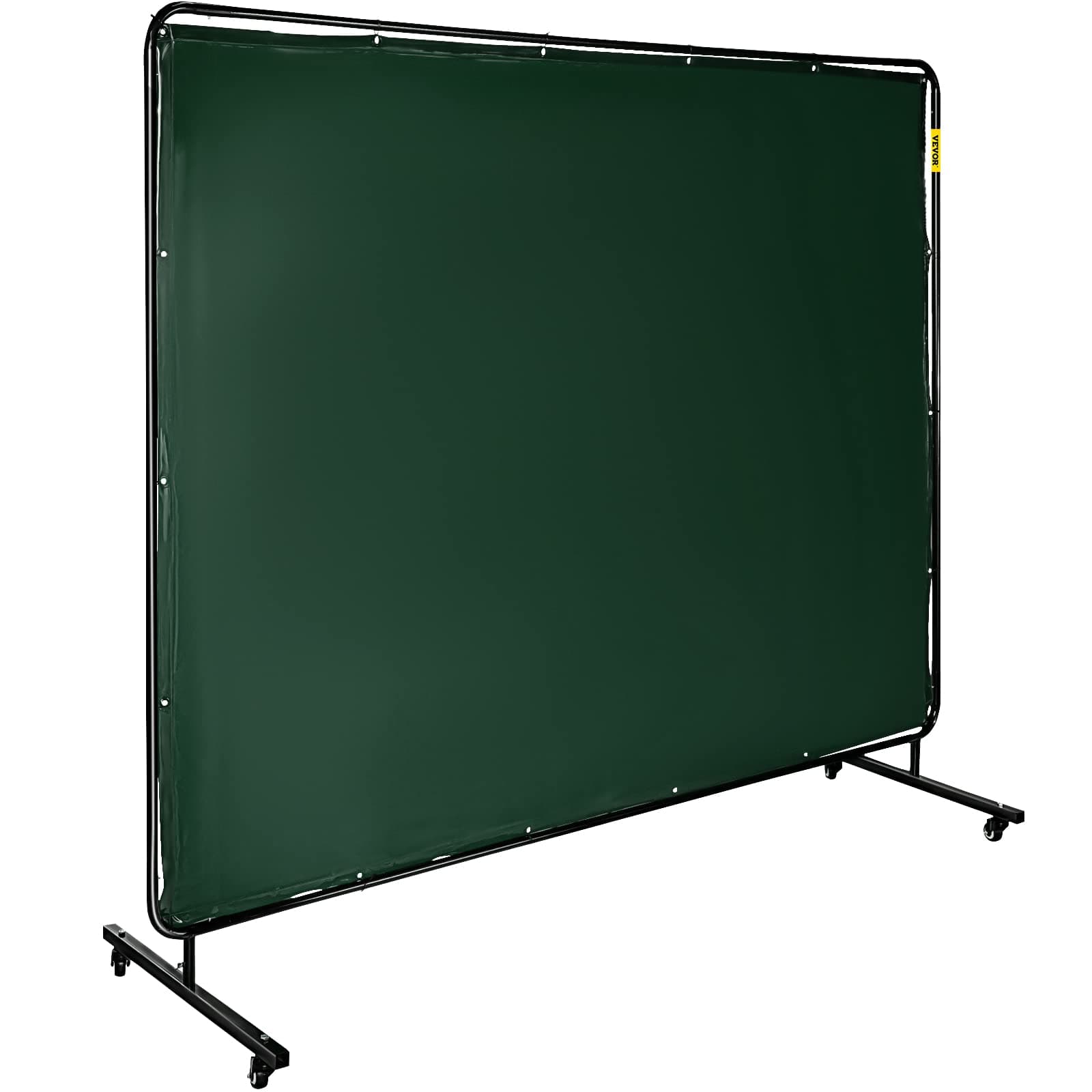 VEVOR Welding Curtain, 8 x 6 FT Welding Screen with Frame, Flame-Resistant Vinyl Welding Protection Screen with 360° Swivel Wheels, Portable Light-Proof Professional, Green