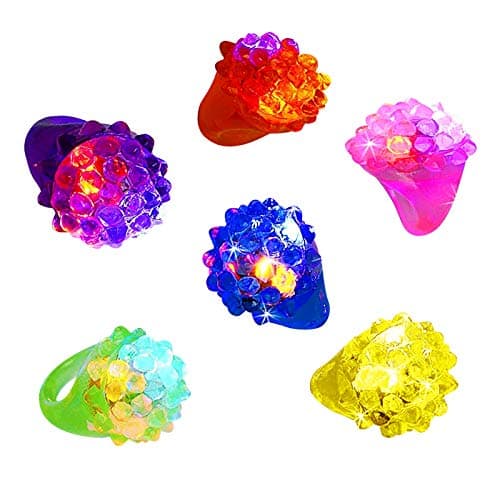 Sunmall Flashy Bumpy Rings, 60pcs Colorful Flashling LED Bumpy Rubber Rings Light Up Glow Party Favor Rings for Party, Birthday, Gifts, Dances, Costumes, Halloween