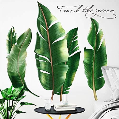 DERUN TRADING N35 Leaf Wall Decals Palm Tree Wall Decals Green Leaves Wall Paper Evergreen Wall Sticker Removable Decal Peel and Stick Giant Wall Decals Painterly Ivy Peel and Stick Wall Decals