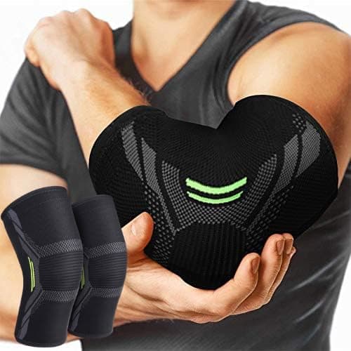 serveuttam Elbow Support for Gym (1 Pair) - Elbow Brace for Men Women Workout | Elbow Compression Sleeves for Tendonitis Pain Relief, Tennis, Volleyball, Cricket - Elbow Pain (Robotic, M)
