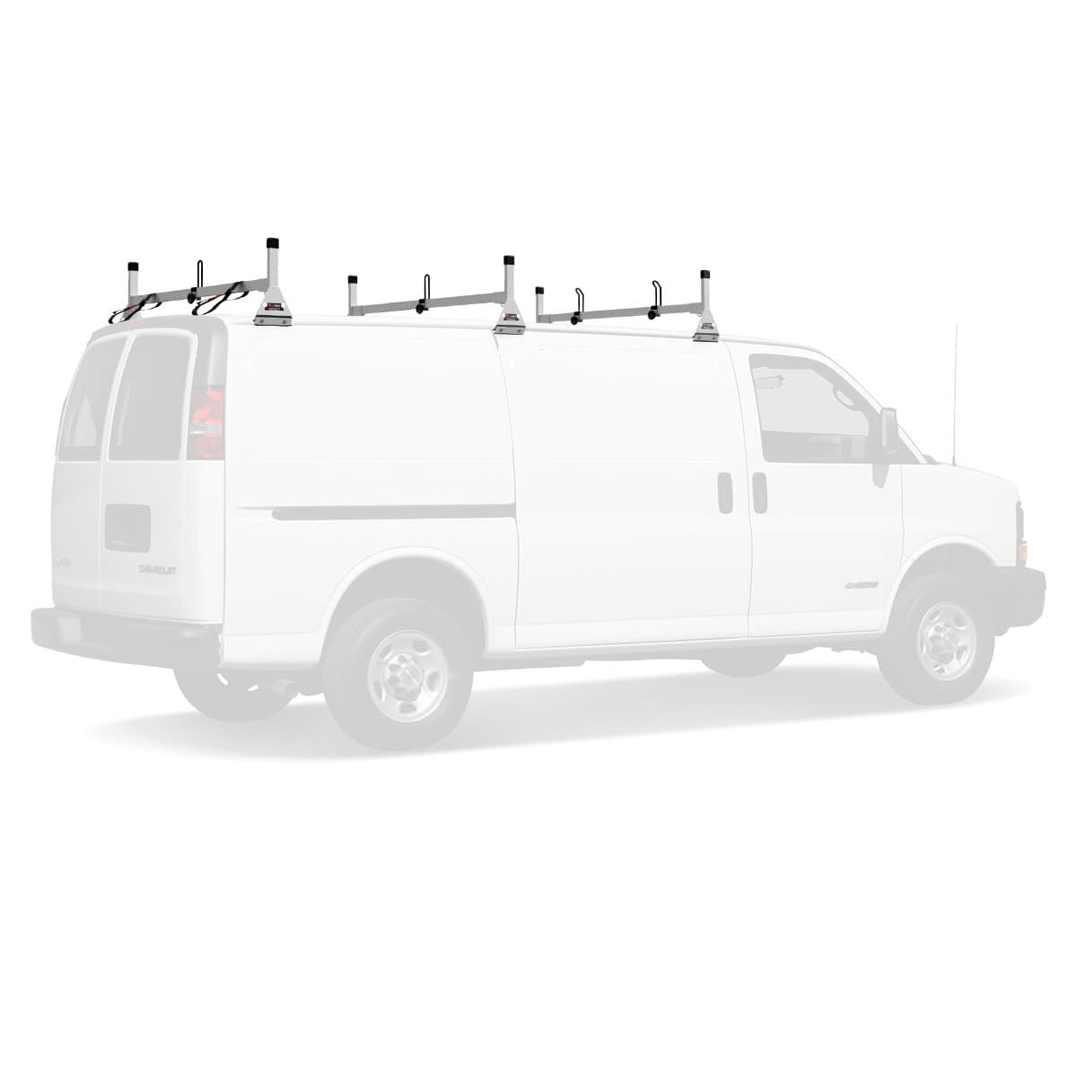 Vantech Aluminum H1 Rack 3 Bar System for a GMC Savana 1996-On White
