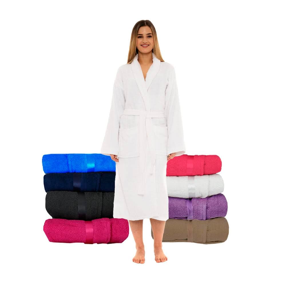 CICK Towelling Bath Robe Premium Quality Bathrobes for Women Highly Absorbent 100% Cotton Shawl Design Perfect for Men & Women in Loungewear and Gifts