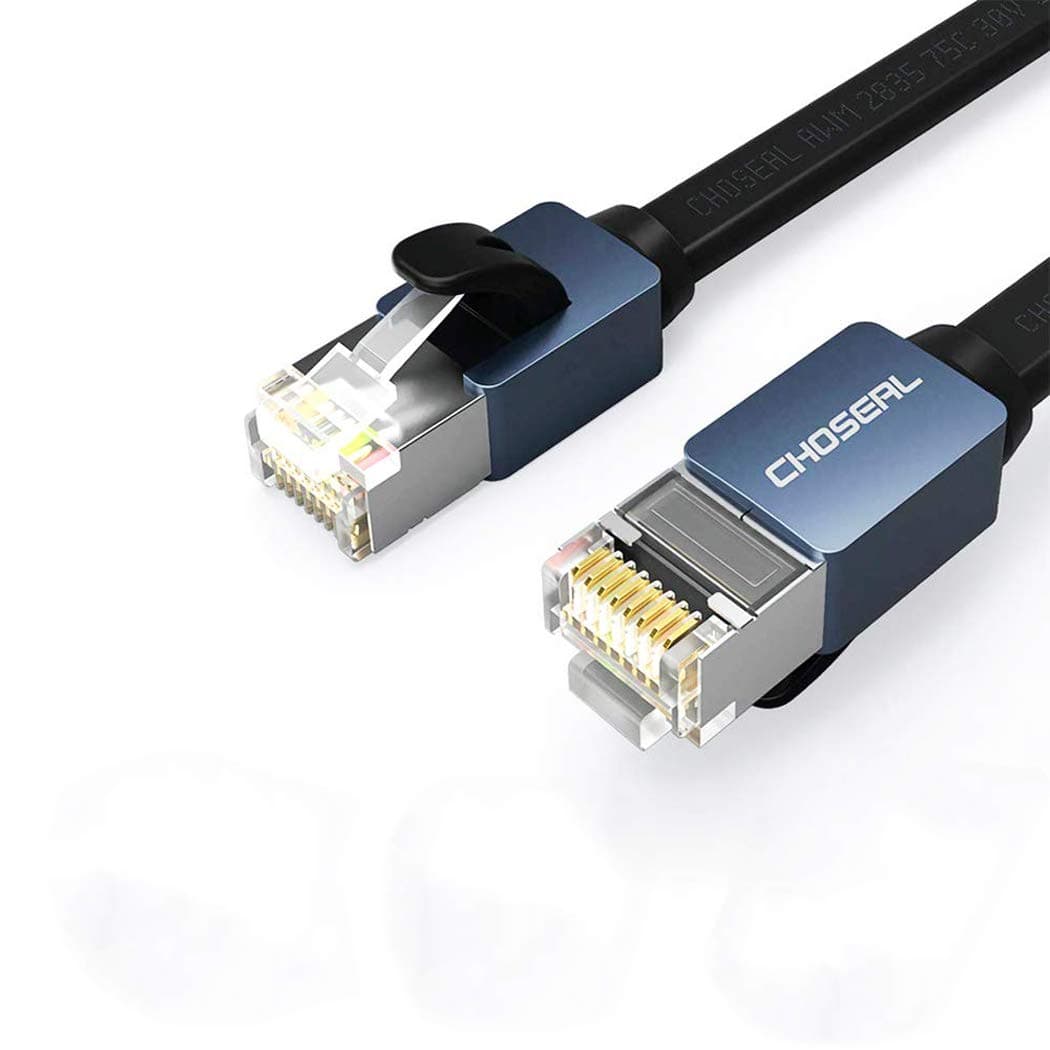 Qiuyeyuan Cat 7 Ethernet Cable Shielded, Faster Flat Internet Network Patch Cord Slim Cat7 High Speed Lan Wire with Rj45 Connectors for Router, Modem (5m) Gold