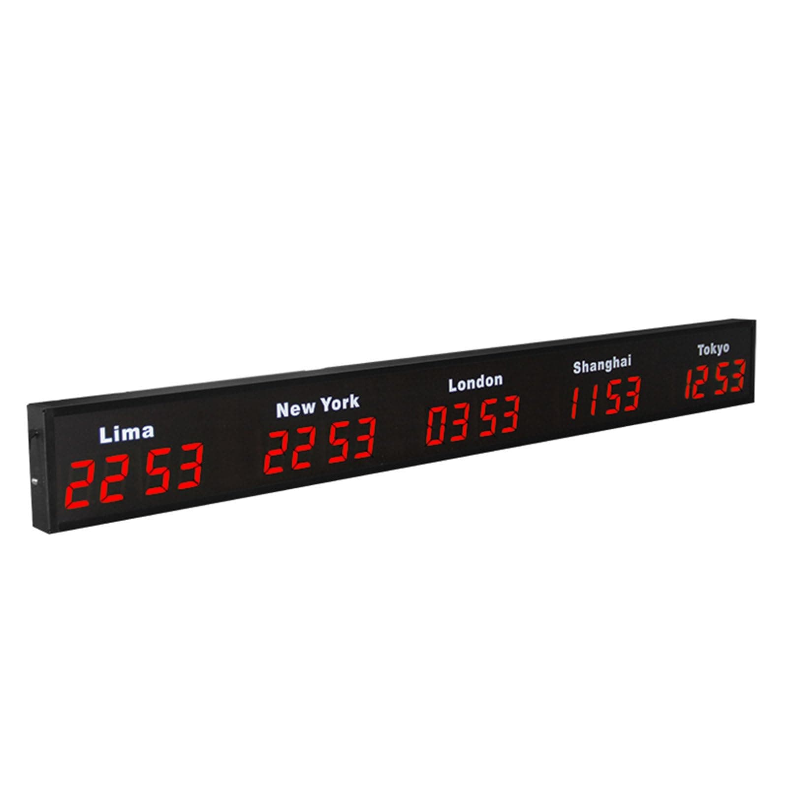 World Time Zones Clock, LED Digital Multiple Time Zones Clock, 3/4/5 Cities World Time Wall Clock, for Hotels/Enterprises/airports,5City-Red