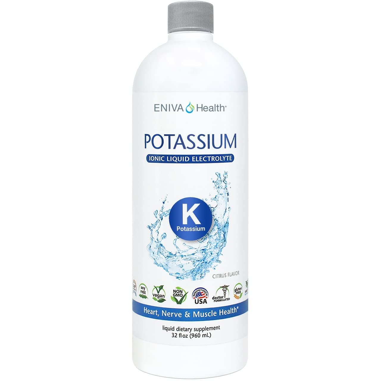 Liquid Ionic Potassium Supplement for Electrolyte Replacement and Metabolic Support | 600 MG | Gluten-Free, Sugar-Free and Keto-Friendly | Dietary Supplement (32oz) - 32 Servings