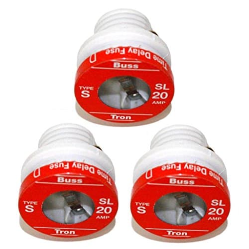Bussmann BP/SL-20 20 Amp Time Delay Loaded Link Rejection Base Plug Fuse, 125V UL Listed Carded, 3-Pack