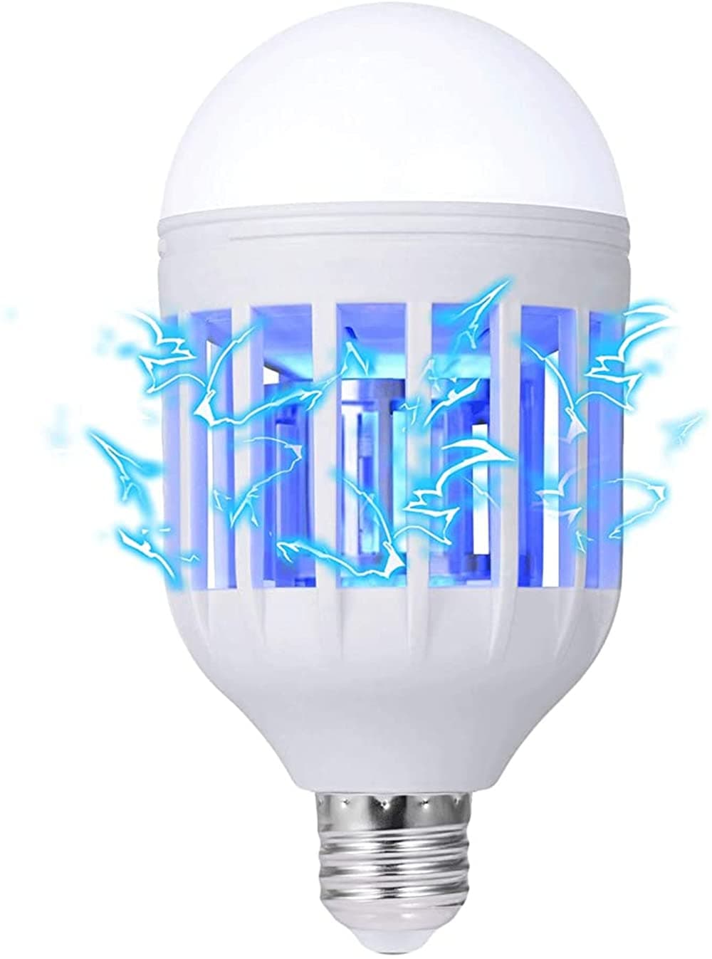 DELFINO Bug Zapper Light Bulb, 2 in 1 Mosquito Killer Lamp UV Led Electronic Insect and Fly Killer Trap Indoor Electric Mosquito Zapper with Blue Lights, for Home, Kitchen, Bedroom, Baby Room, Office