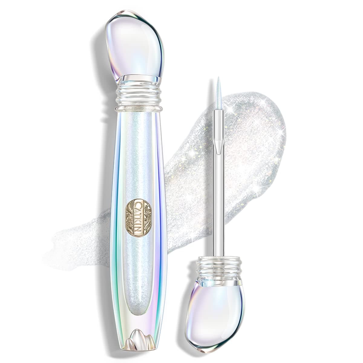 Catkin Liquid Glitter Eyeshadow, High Pigmented Multi-Dimensional Finish with One-swipe Metallic Coverage, Long Lasting and Luminous Shimmer Eyeliner Makeup 1.7 Grams (C01 Silver Tears)