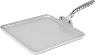 TECHEF - CeraTerra Ceramic Nonstick Square Griddle Pan (PTFE and PFOA Free Ceramic Exterior & Interior), Oven & Dishwasher Safe, Made in Korea, Grey/Silver (Griddle Pan)