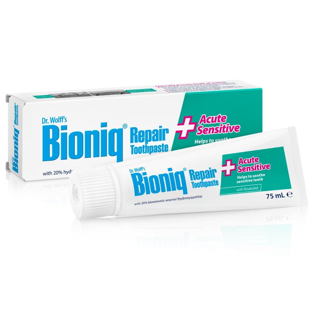Dr. Wolff's Bioniq Repair Toothpaste Sensitive Acute 75ml | Reduces Sensitive Teeth | Calms Tooth Nerves and Regenerates Gums | Enamel Repair Toothpaste for Travel & Home