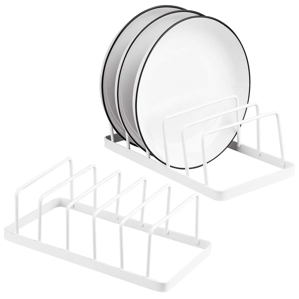 Tomorotec 2-Pack Dish Plate Drying Rack Drainer Dish Plate Storage Drainboard Alloy Steel Kitchen Pot Lid Holder Stand Multifunctional Cabinet Organizer