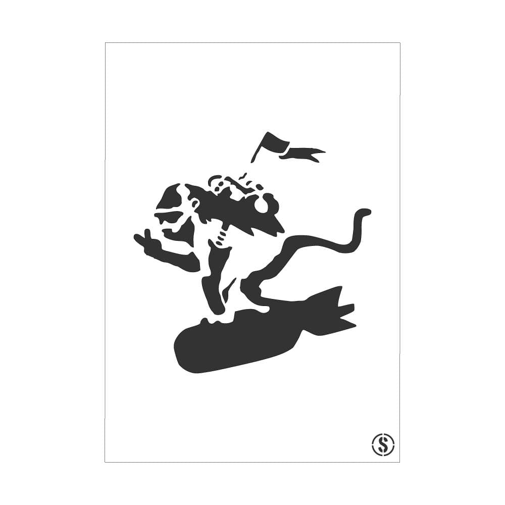 The Stencil Studio Banksy Style Bomb Monkey Reusable Stencil - Size Extra Large (A1) (10350XL)