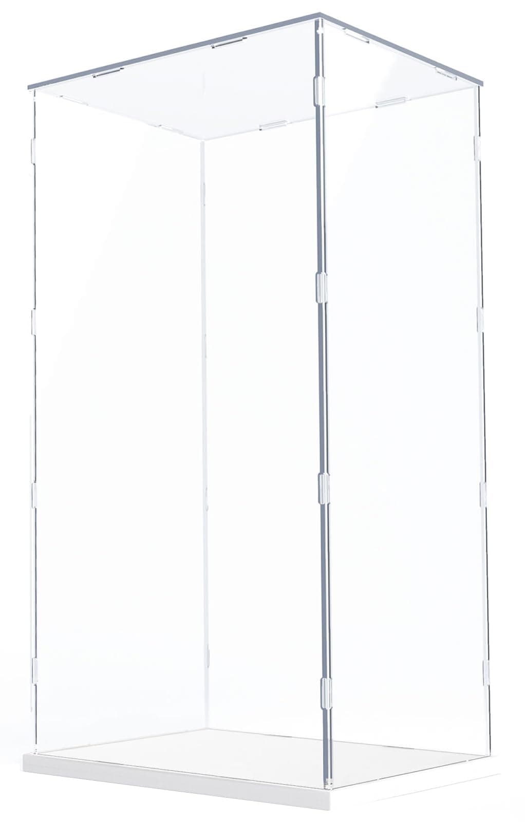 DuvinDD Acrylic Display Case for Bearbrick 1000%, Clear Large Display Box for Collectibles Doll Lego, 29 inch Tall Acrylic Box Dustproof Protective Home Display Storage Cube with White Base