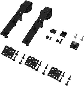 Bi-Folding Barn Door Hardware-Hangers Only, Side Mounted Bifold Door Hanger, No Track,Carbon Steel Black, 1Pair