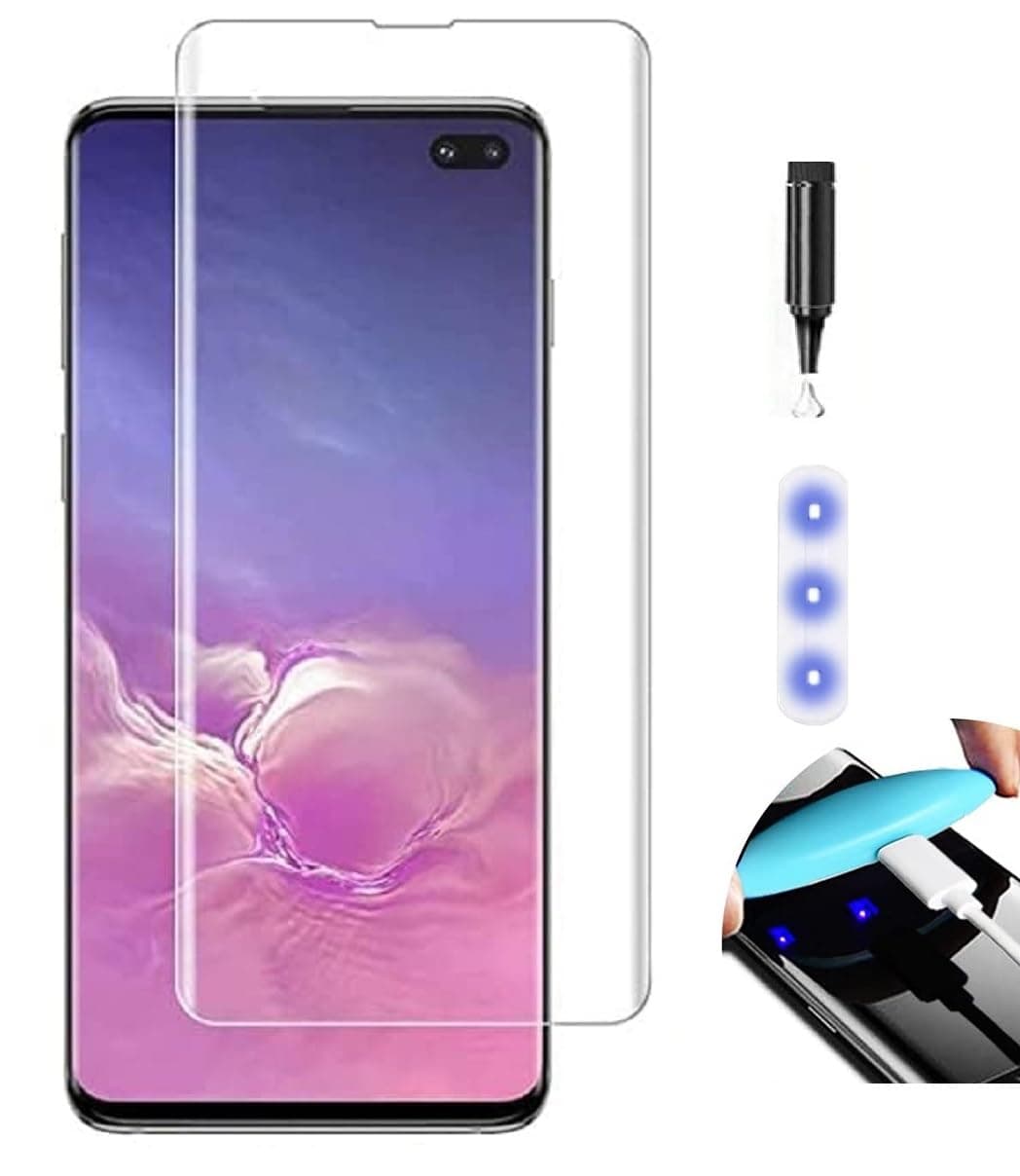 NISHTECH Advanced HD+ Curved UV Tempered Glass Full Screen Protector Designed for Samsung Galaxy S10 Plus || Full Screen Coverage with Easy Installation Kit (Anti-Scratch)