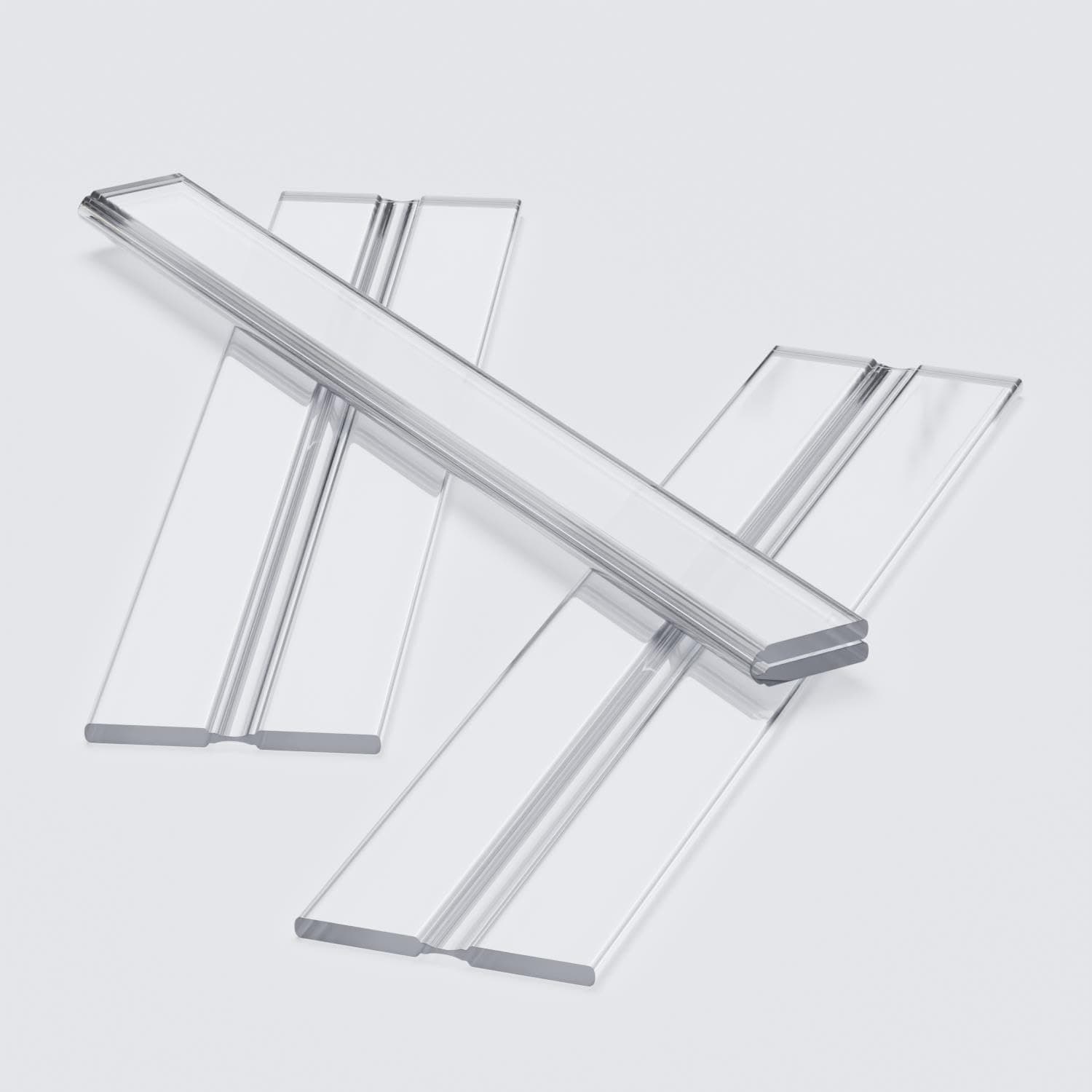 3 x 200mm (7 7/8 in), Low Profile Flex Hinges, Flexible Living Hinges, Transparent, Continuous Acrylic Piano Hinges