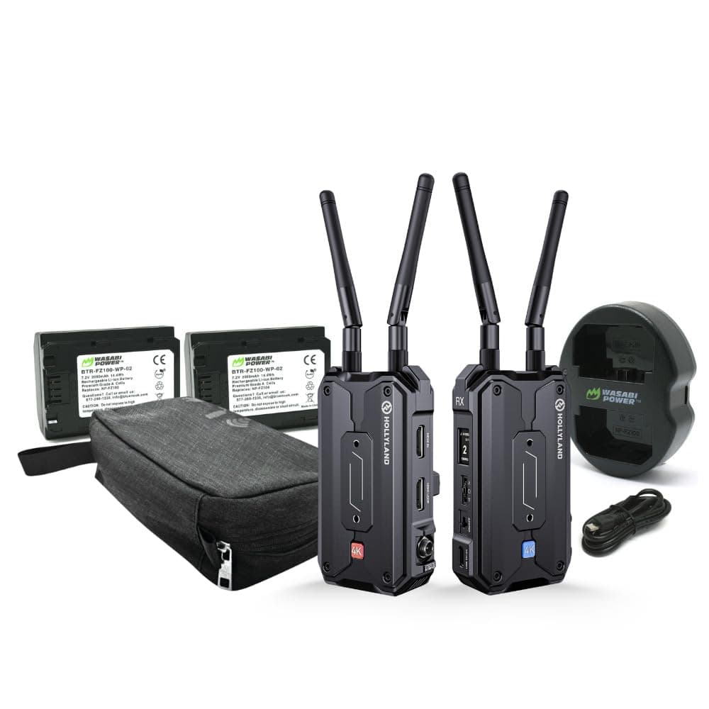 Pyro H Wireless Video Transmission System Bundle with Rechargeable Batteries for NP-FZ100 (2-Pack) and Impact-Proof Watertight and Dustproof Hard Carry Case (Black) (3 Items)