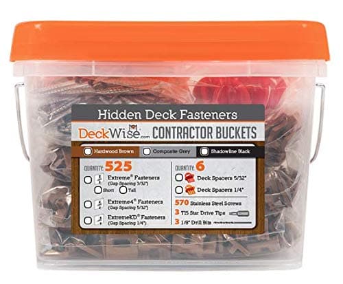 DeckWise (Black) Ipe Clip Extreme S Hidden Deck Fasteners, 5/32" Gap, Stainless Steel Black #8x2" Trim-Head Screws for 300 Sq.Ft. of AD and KD Hardwood, Thermal or Composite Decks (525 Bucket)