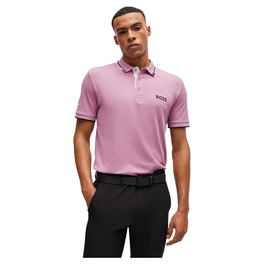 BOSS Mens Paddy Pro Contrast-Logo Polo Shirt in a Cotton Blend