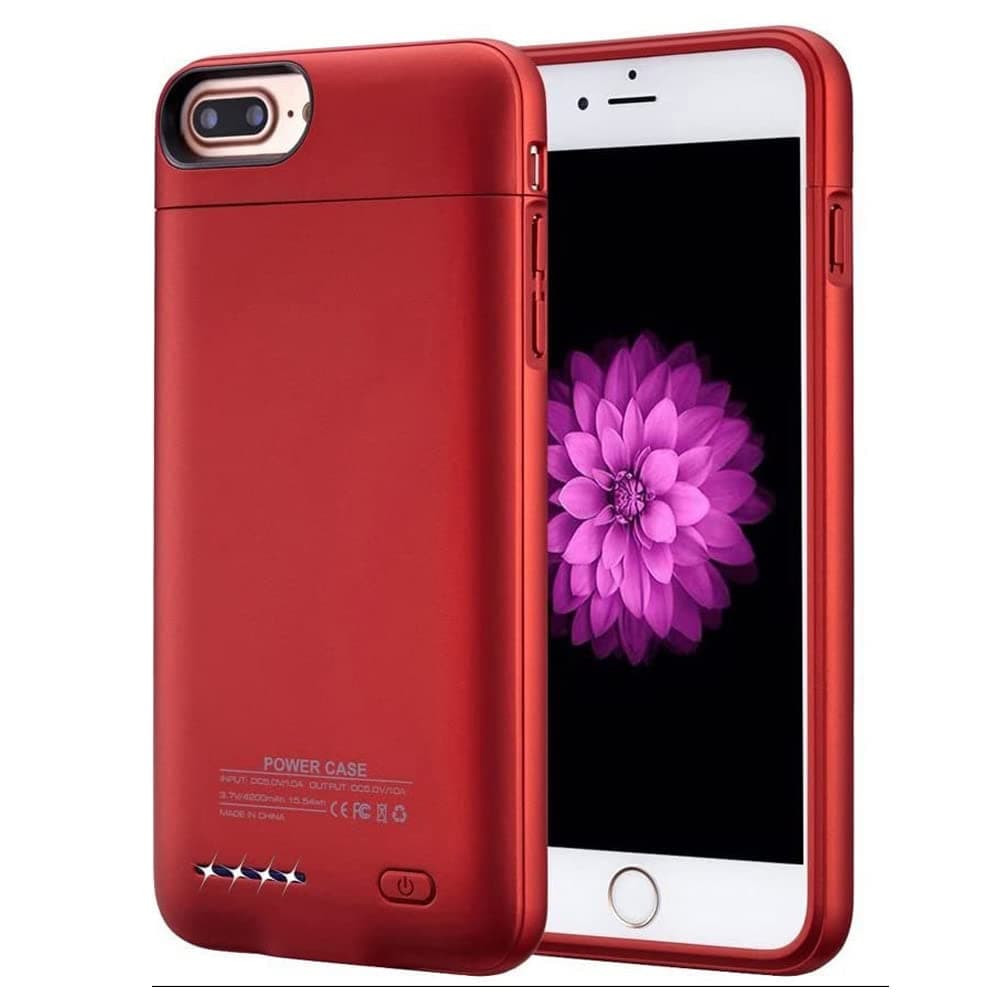 YFish iPhone 7 plus / 6 plus / 6s plus Battery Case 5.5", Ultra Thin Extended Rechargeable iPhone 7plus / 6plus / 6Splus Case Battery with 4200mAh Capacity, Red