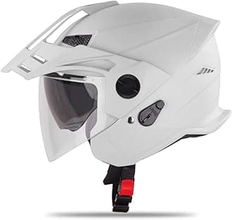 Steelbird Sbh-23 Gt Plus Open Face Isi Certified Motorcycling Helmet With Inner Sun Shield (Medium 580 Mm, Dashing White)