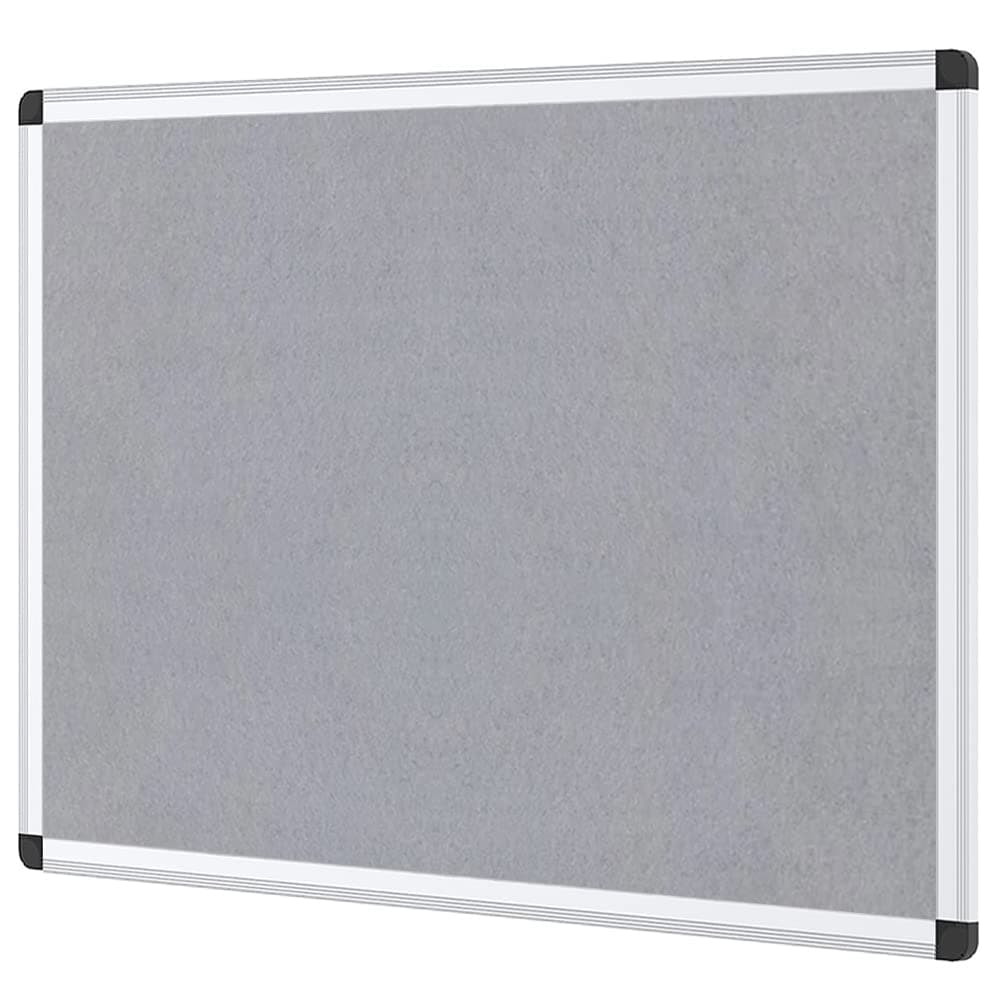 VIZ-PRO Notice Board Felt Grey, Silver Aluminium Frame, 90 X 60 cm