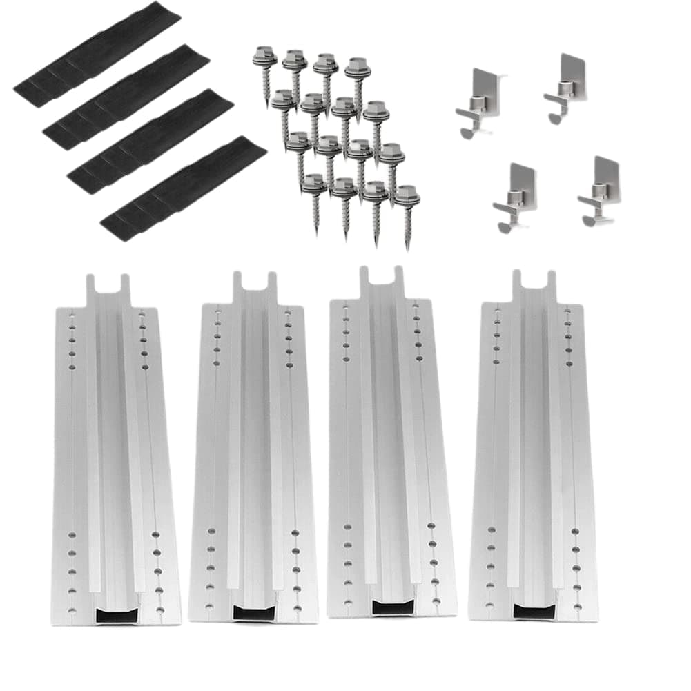Solar Panel PV Mounting Rail Kit, Solar Panel Accessories for Roof Balcony Power Plant, Solar Panel Fixture for Solar Panel, PV System Set for Solar Panel Height 30 mm, Rail Length 300MM